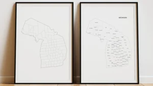 michigan-counties-map-printable-blank-labeled-frame Michigan Counties Map Printable, Blank & Labeled, Geography Worksheet