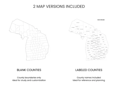 michigan-counties-map-printable-blank-labeled-included-map-versions-info Michigan Counties Map Printable, Blank & Labeled, Geography Worksheet