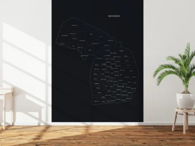 Michigan Counties Map Printable, Labeled County Map, Light & Dark Styles