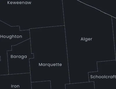 Michigan Counties Map Printable, Labeled County Map, Light & Dark Styles