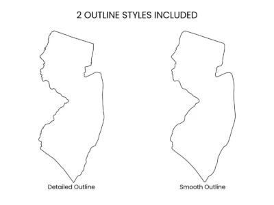 New Jersey Blank Outline Map Printable, State Outline Map, JPG PDF PNG