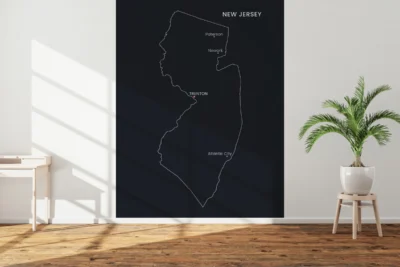 New Jersey Cities Map Printable Wall Art, Labeled City Map, Light & Dark Styles