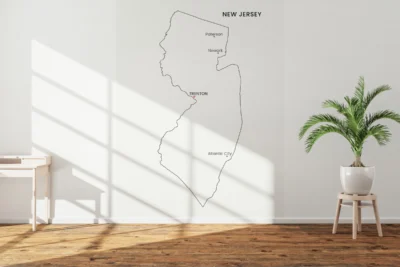 New Jersey Cities Map Printable Wall Art, Labeled City Map, Light & Dark Styles