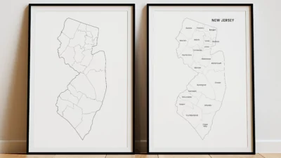 New Jersey Counties Map Printable, Blank & Labeled, Geography Worksheet