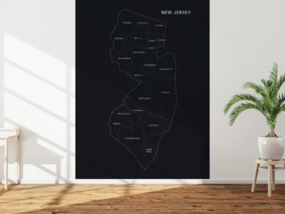 New Jersey Counties Map Printable, Labeled County Map, Light & Dark Styles
