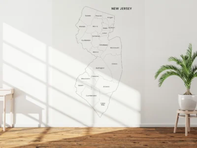 New Jersey Counties Map Printable, Labeled County Map, Light & Dark Styles