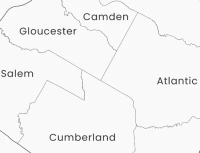 New Jersey Counties Map Printable, Labeled County Map, Light & Dark Styles