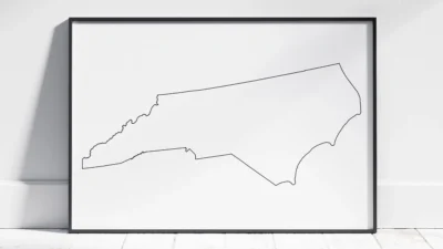 North Carolina Blank Outline Map Printable, State Outline Map, JPG PDF PNG