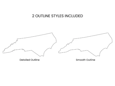North Carolina Blank Outline Map Printable, State Outline Map, JPG PDF PNG