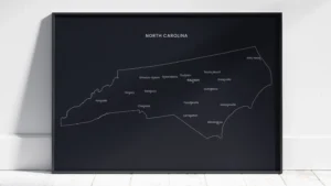 North Carolina Cities Map Printable Wall Art, Labeled City Map, Light & Dark Styles