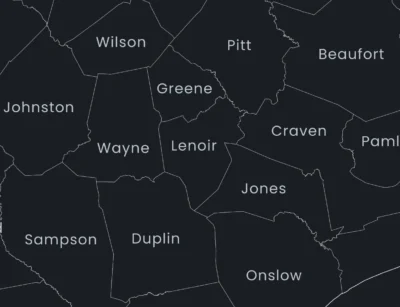 north-carolina-counties-map-printable-dark-zoom-detail North Carolina Counties Map Printable, Labeled County Map, Light & Dark Styles