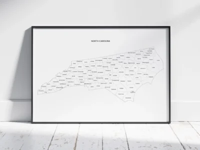north-carolina-counties-map-printable-labeled-black-frame North Carolina Counties Map Printable, Blank & Labeled