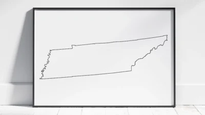 Tennessee Blank Outline Map Printable, State Outline Map, JPG PDF PNG