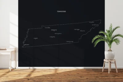 tennessee-cities-map-printable-dark-style-wall Tennessee Cities Map Printable Wall Art, Labeled City Map, Light & Dark Styles
