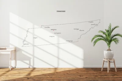 tennessee-cities-map-printable-light-style-wall Tennessee Cities Map Printable Wall Art, Labeled City Map, Light & Dark Styles