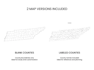 tennessee-counties-map-printable-included-map-versions-info Tennessee Counties Map Printable, Blank & Labeled, Geography Worksheet