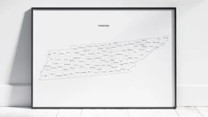 tennessee-counties-map-printable-labeled-black-frame Tennessee Counties Map Printable, Blank & Labeled, Geography Worksheet