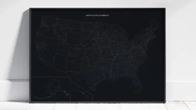 USA Counties Map Printable | Labeled County Map | Light & Dark Styles | Wall Art