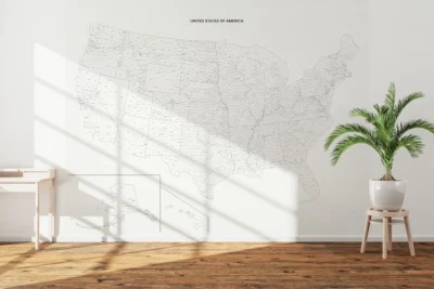 USA Counties Map Printable | Labeled County Map | Light & Dark Styles | Wall Art