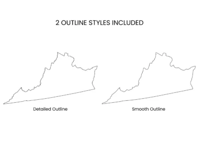 Virginia Blank Outline Map Printable, State Outline Map, JPG PDF PNG