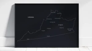 Virginia Cities Map Printable Wall Art, Labeled City Map, Light & Dark Styles