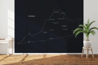 virginia-cities-map-printable-dark-wall Virginia Cities Map Printable Wall Art, Labeled City Map, Light & Dark Styles