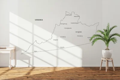 virginia-cities-map-printable-light-wall Virginia Cities Map Printable Wall Art, Labeled City Map, Light & Dark Styles