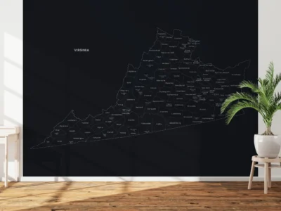 Virginia Counties Map Printable, Labeled County Map, Light & Dark Styles