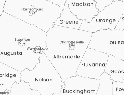 Virginia Counties Map Printable, Labeled County Map, Light & Dark Styles