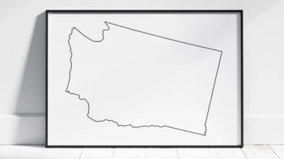 Washington Blank Outline Map Printable, State Outline Map, JPG PDF PNG
