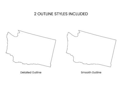 Washington Blank Outline Map Printable, State Outline Map, JPG PDF PNG