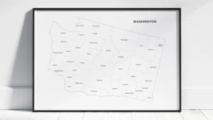 washington-counties-map-printable-labeled-frame Washington Counties Map Printable, Blank & Labeled, Geography Worksheet