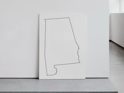 alabama-blank-outline-map-printable-clean-frame Alabama Blank Outline Map Printable, State Outline, JPG PDF PNG