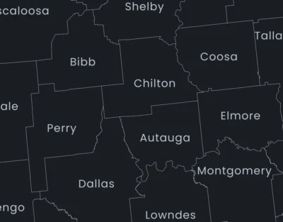 alabama-counties-map-printable-dark-zoom-detail Alabama Counties Map Printable, Labeled County Map, Light & Dark Styles