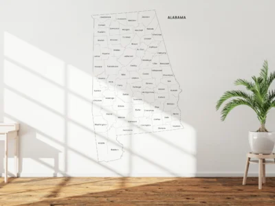 alabama-counties-map-printable-labeled-wall Alabama Counties Map Printable, Blank & Labeled