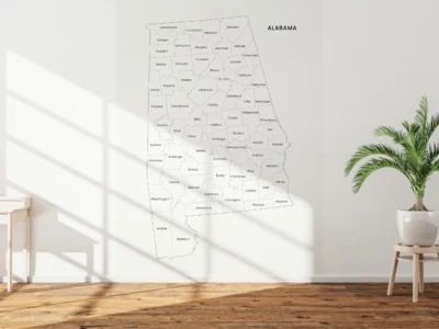 alabama-counties-map-printable-light-wall Alabama Counties Map Printable, Labeled County Map, Light & Dark Styles