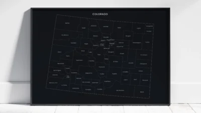 Colorado Counties Map Printable, Labeled County Map, Light & Dark Styles