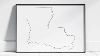Louisiana Blank Outline Map Printable, State Outline, JPG PDF PNG