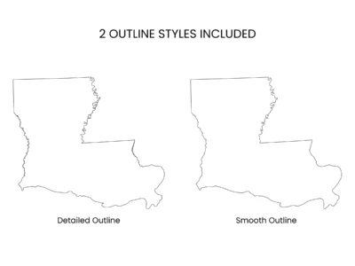 Louisiana Blank Outline Map Printable, State Outline, JPG PDF PNG