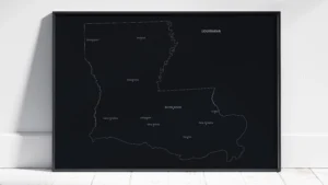 Louisiana Cities Map Printable, Labeled City Map, Light & Dark Styles