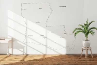 Louisiana Cities Map Printable, Labeled City Map, Light & Dark Styles