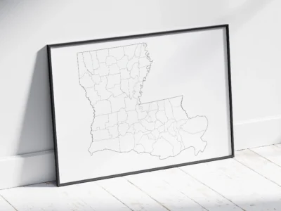 louisiana-parishes-map-printable-blank-black-frame Louisiana Parishes Map Printable, Blank & Labeled