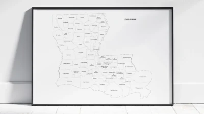 Louisiana Parishes Map Printable, Blank & Labeled