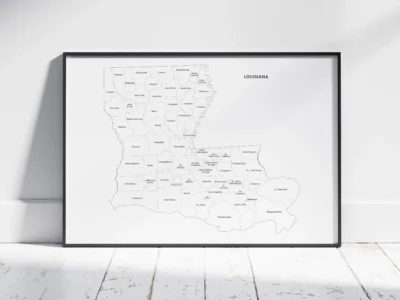 louisiana-parishes-map-printable-labeled-frame Louisiana Parishes Map Printable, Blank & Labeled