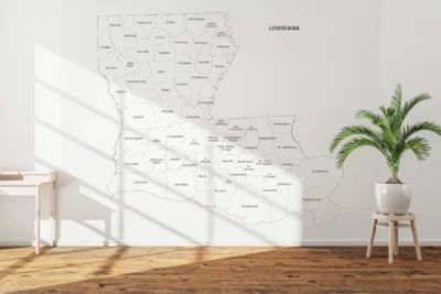 Louisiana Parishes Map Printable, Labeled Parish Map, Light & Dark Styles
