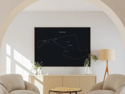 Maryland Cities Map Printable, Labeled City Map, Light & Dark Styles