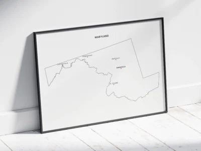 Maryland Cities Map Printable, Labeled City Map, Light & Dark Styles