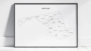 maryland-counties-map-printable-labeled-black-frame Maryland Counties Map Printable, Blank & Labeled