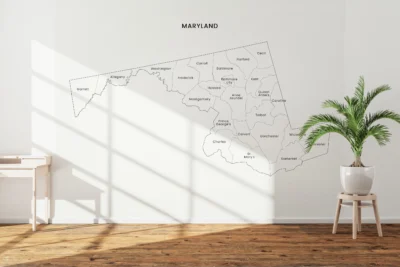 maryland-counties-map-printable-light-wall Maryland Counties Map Printable, Labeled County Map, Light & Dark Styles
