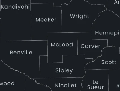 minnesota-counties-map-printable-dark-zoom-detail Minnesota Counties Map Printable, Labeled County Map, Light & Dark Styles